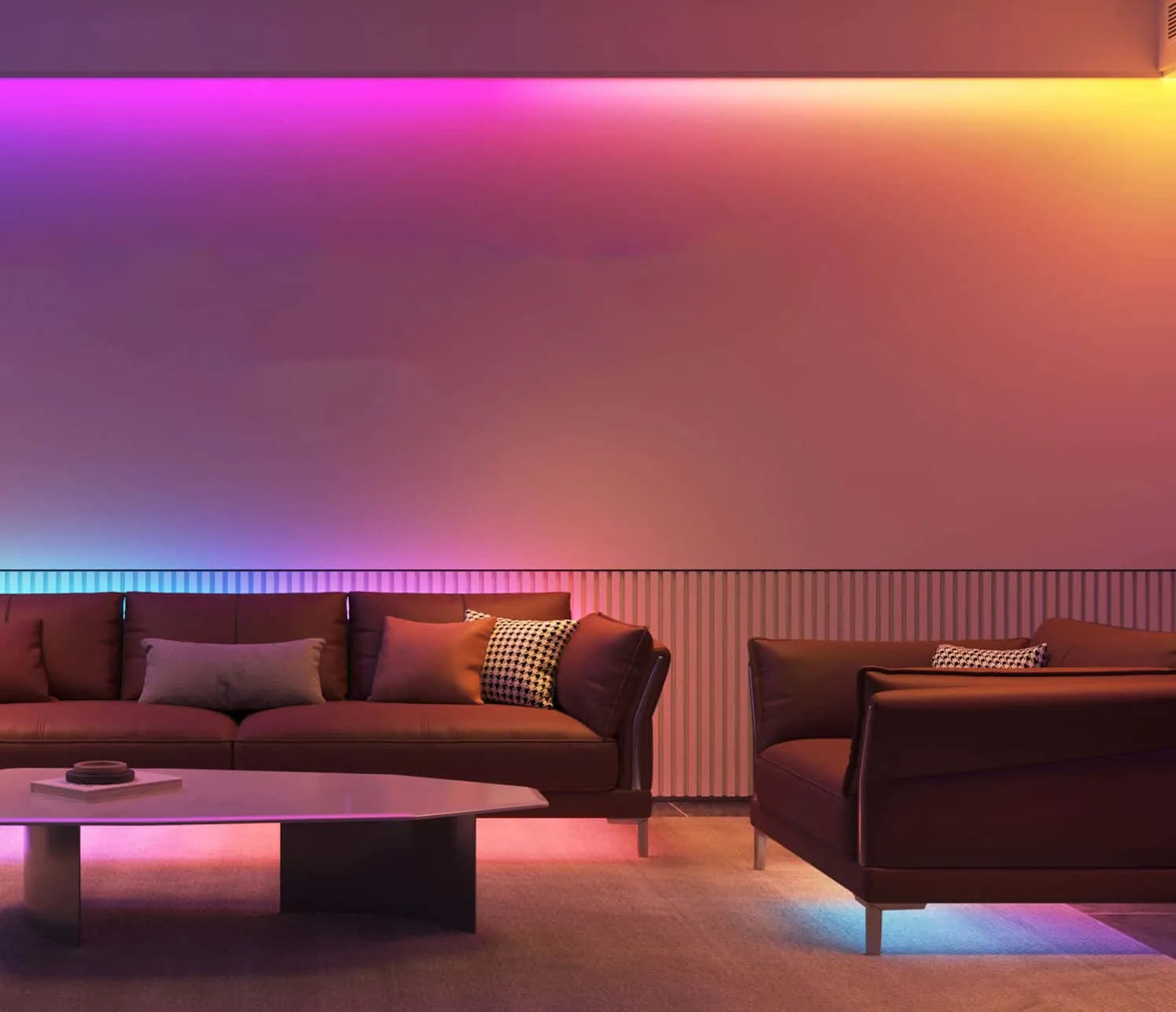The use of the dreamcolor LED strip lights as the vibe lighting at home.