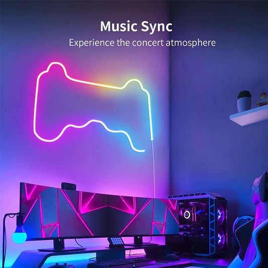 Neon led strip lights open music synchronization mode to experience the concert atmosphere