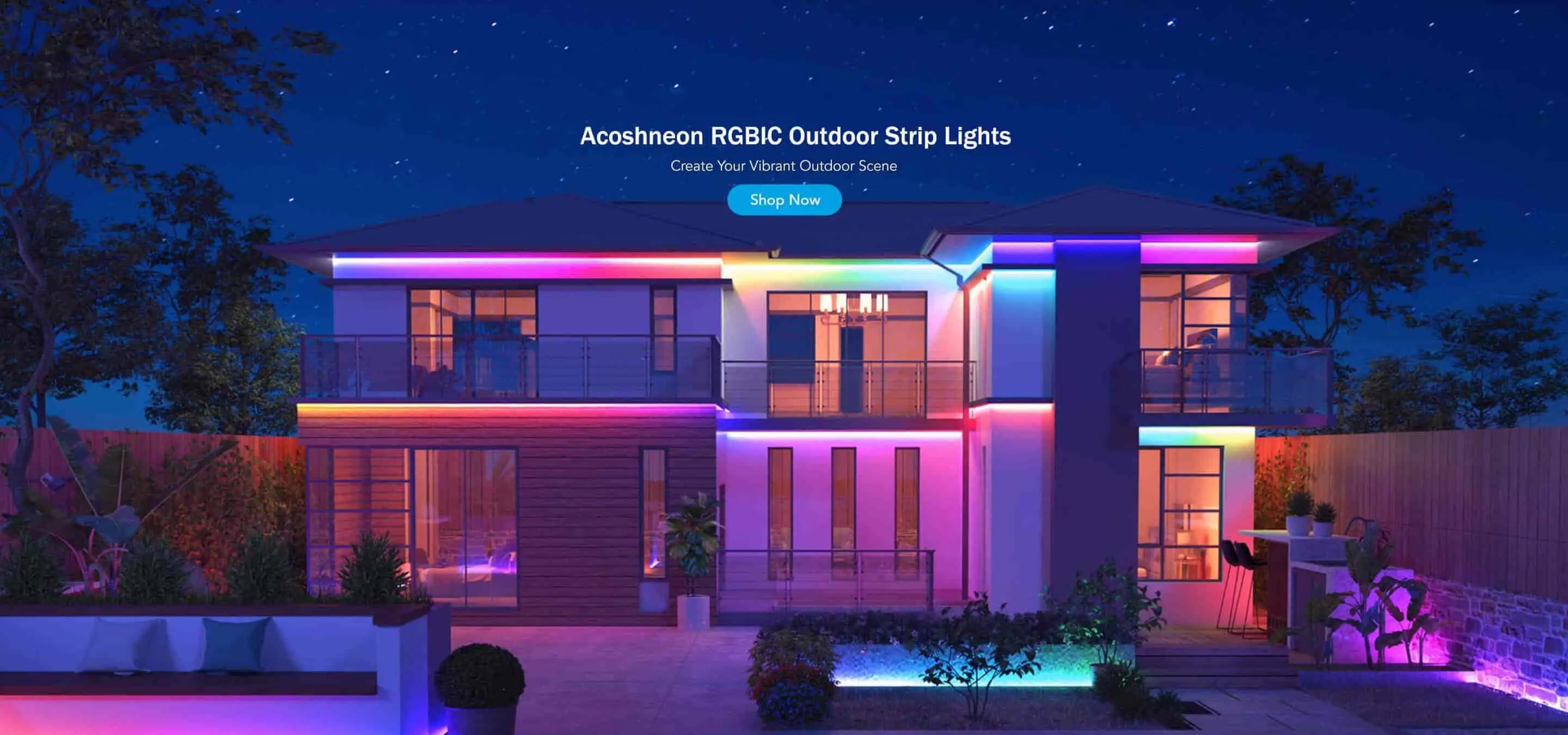 Outdoor house installed RGBIC led strip lights, make it look more vivid and vibrant.