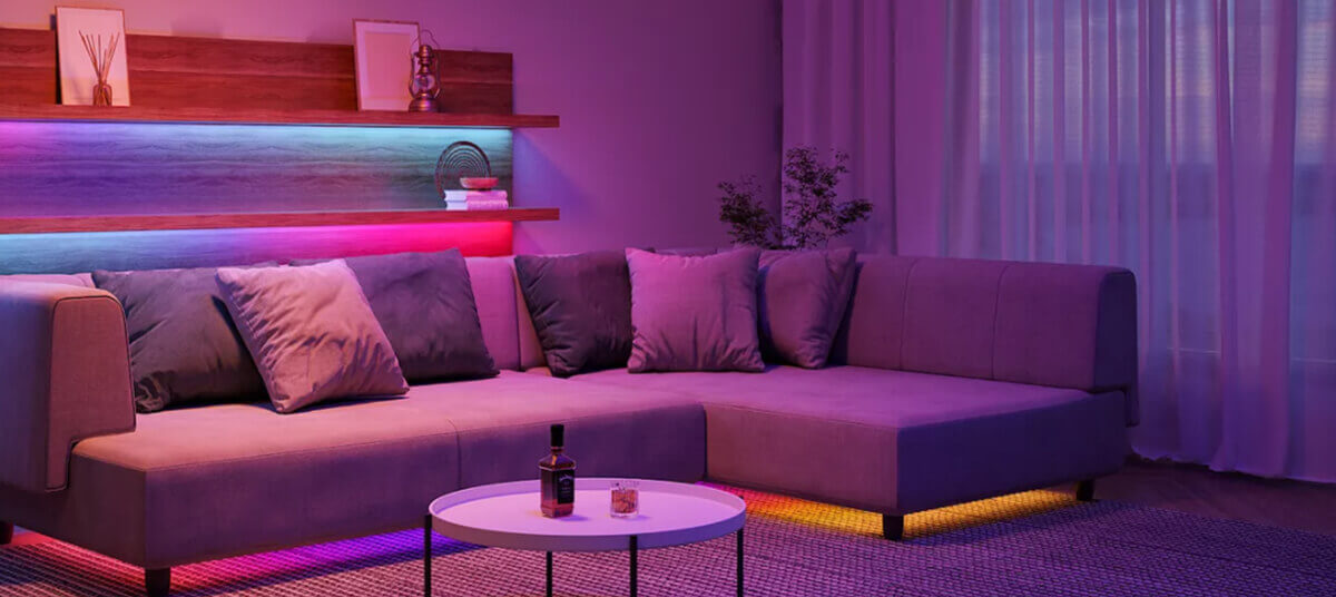 Start with the living room to change and enhance, using acoshneon RGBIC led strip lights to build a perfect rainbow atmosphere.