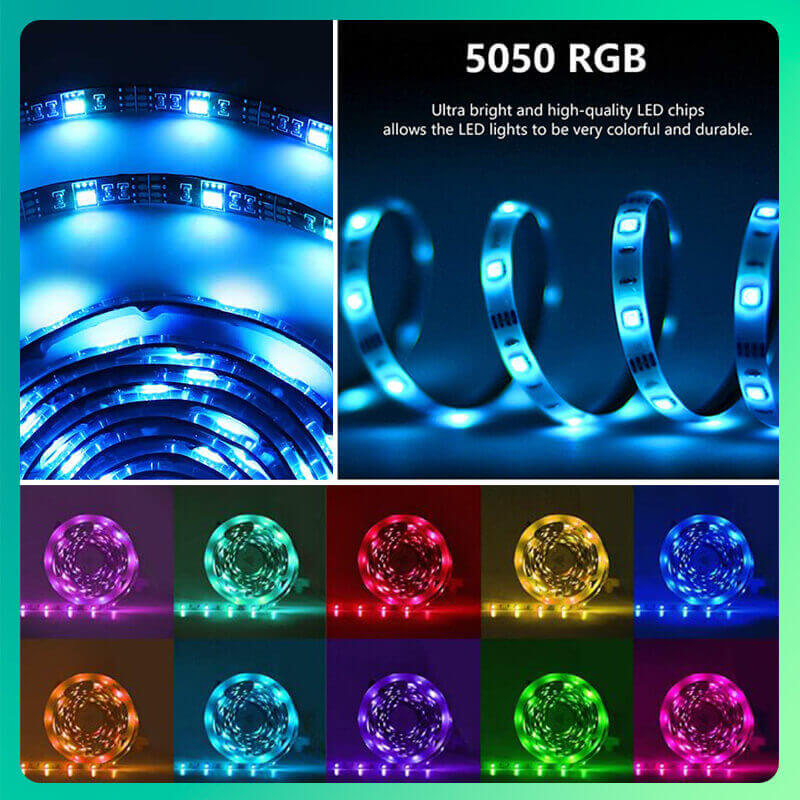 Ultra bright and high-quality LED chips，allows the LED lights to be very colorful and durable.