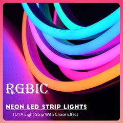 Dynamic RGBIC segmented color effect neon led strip lights .