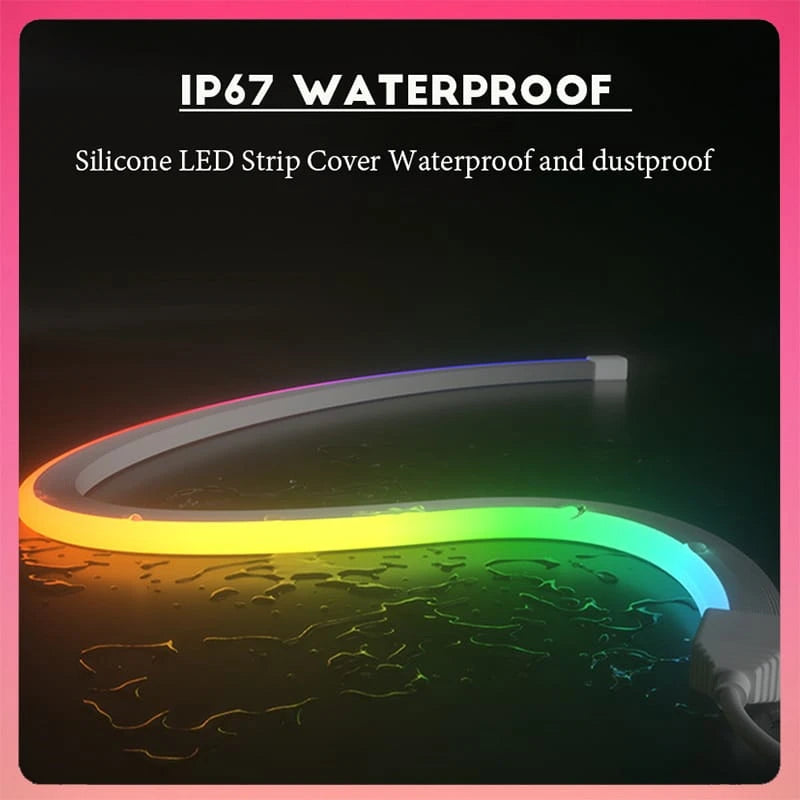 Neon led strip light with IP67 waterproof and dustproof rating.